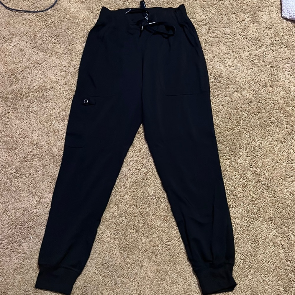 Black Medcouture jogger style scrub pants